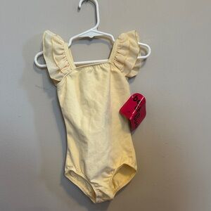 Girls' Yellow Ruffle Strap One-Piece leotard size 4-6 nwt